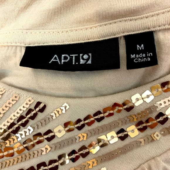 Apt 9 Sequined Taupe Tee, Size M - Picture 5 of 5